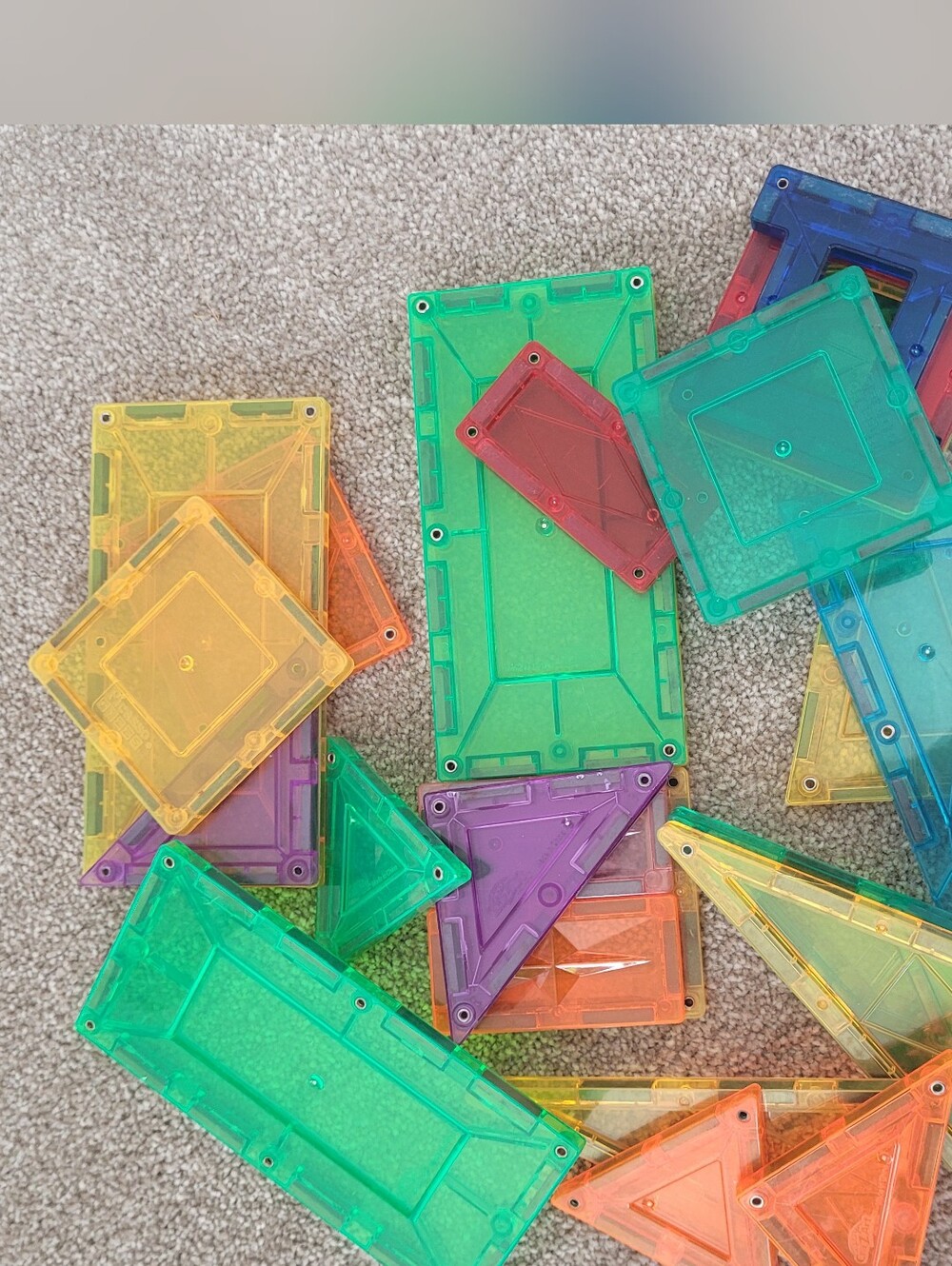 stem Clear Magnetic Building Tiles — Green, Yellow, Orange, Purple, Red, Blue